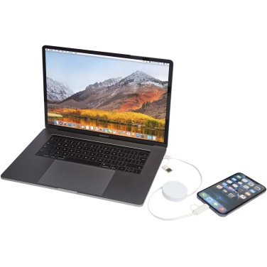 Logo trade promotional giveaways image of: Citala 5-in-1 recycled plastic 90 cm retractable data sync and 40W fast charge cable
