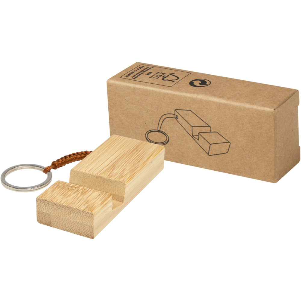 Logotrade promotional products photo of: Bosona bamboo phone holder with keychain
