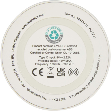 Logotrade promotional items photo of: Freal 15W recycled plastic wireless charging pad
