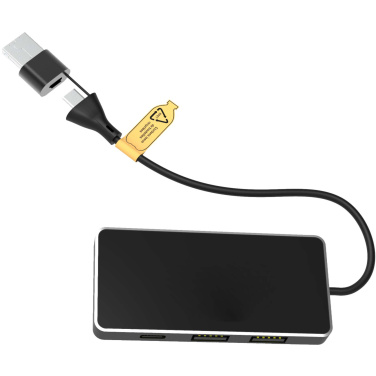 Logo trade advertising products picture of: SCX.design H20 8-in-1 USB hub with dual input and 6-ports
