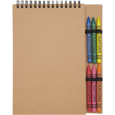 Logo trade business gifts image of: Doodle A5 spiral soft cover notebook and crayon set