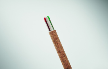 Logo trade promotional giveaways picture of: Cork 4-colour ink ball pen