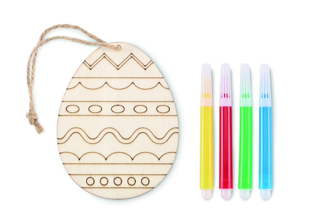 Logo trade promotional giveaways picture of: Wooden egg painting set