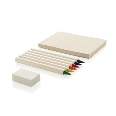 Logo trade promotional item photo of: Micki GRS infinity 6pc coloring pencil set with notepad