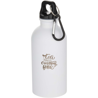 Logotrade promotional merchandise photo of: Oregon 400 ml matte RCS recycled single wall stainless steel water bottle with carabiner