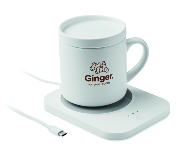 Logo trade corporate gifts image of: Wireless charger mug warmer set