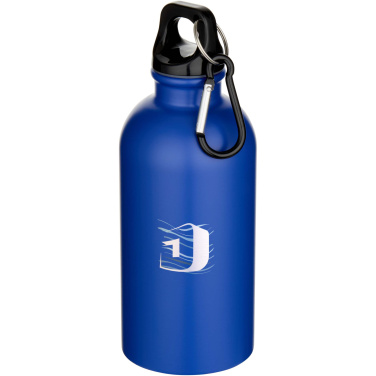 Logo trade promotional products picture of: Oregon 400 ml matte RCS recycled single wall stainless steel water bottle with carabiner