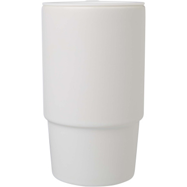 Logo trade promotional giveaways image of: Carter 450 ml ceramic mug with plastic lid