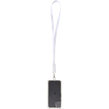 Logo trade corporate gift photo of: Franz recycled plastic smartphone lanyard with built-in data sync and 65W fast charge 5-in-1 cable
