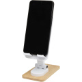 Alfirk recycled plastic foldeable desk phone stand with bamboo details, White