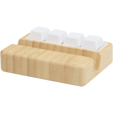 Logotrade promotional product picture of: Algol recycled plastic phone stand and fidget toy with bamboo details