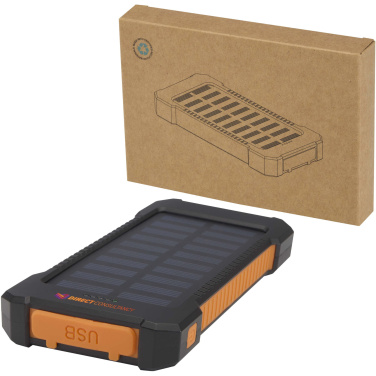 Logotrade advertising products photo of: Altair 5000 mAh 10W recycled plastic rugged solar power bank with built-in torch