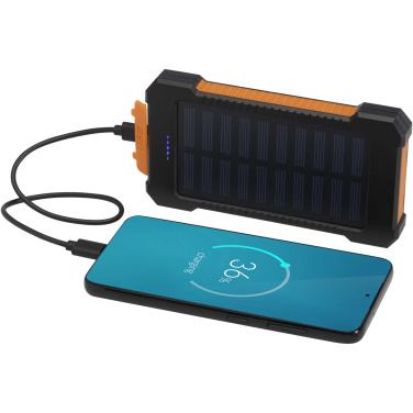 Logo trade corporate gift photo of: Altair 5000 mAh 10W recycled plastic rugged solar power bank with built-in torch