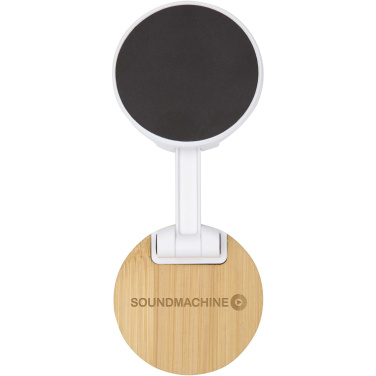 Logotrade promotional products photo of: Alcor recycled plastic foldeable magnetic phone stand with bamboo details