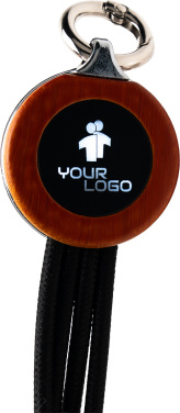 Logo trade corporate gifts image of: 4-in-1 cable with elighted logo in a wooden casing