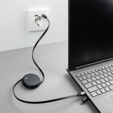 Logo trade business gift photo of: Terra RCS recycled aluminium retractable 240W 2-in-1 cable