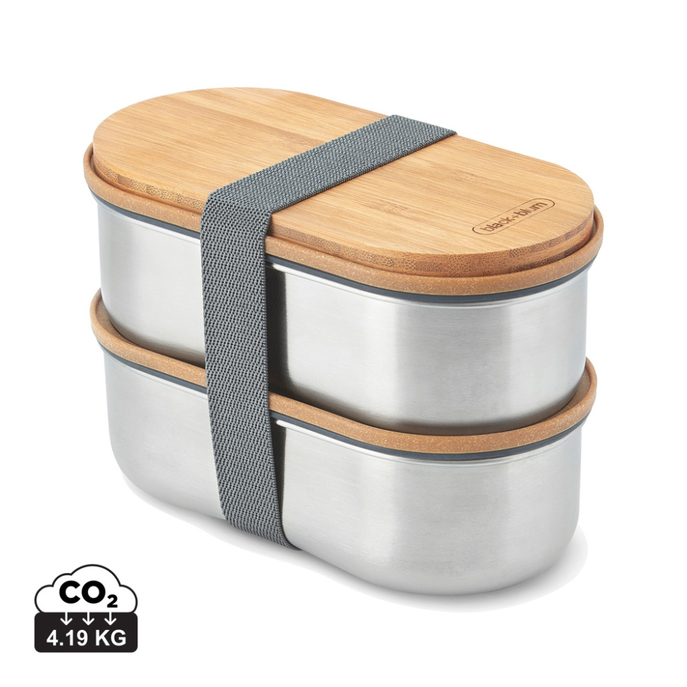Logo trade promotional products image of: Black+Blum Stainless Steel Double Bento Box