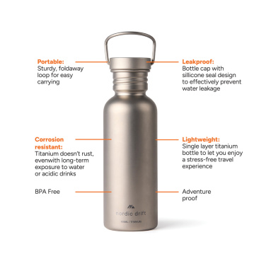 Logo trade promotional items picture of: Nordic Drift Trail Ultra Light Titanium 600ml Water Bottle