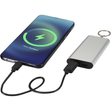 Logotrade corporate gift image of: Arcturus 2000 mAh recycled aluminium power bank with keychain