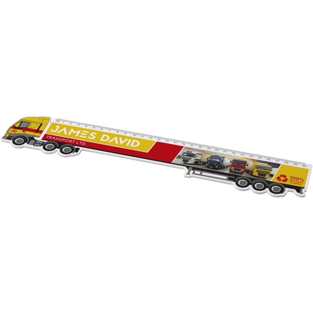 Logotrade reklaamkingitused pilt: Tait 30cm veoautokujuline taaskasutatud plastikust joonlaud