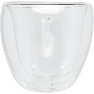 Logotrade firmakingi foto: Manti 2-osaline 100 ml topeltseinaga klaasist tass bambusest alusega 
