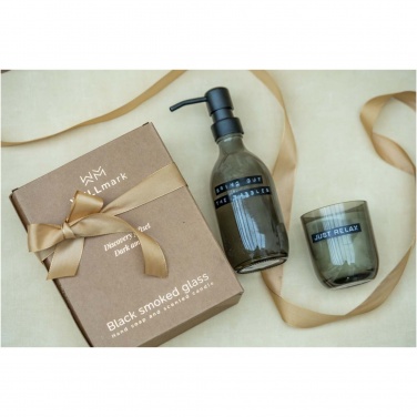 Logo trade reklaamkingid foto: Wellmark Discovery 200 ml käteseebi dosaator ja 150 g lõhnaküünla komplekt - tume merevaigu lõhn