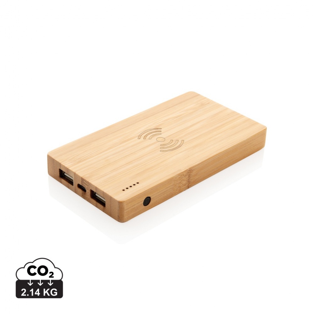 Logotrade reklaamtooted pilt: Bambusest 4000 mAh juhtmevaba 5W akupank