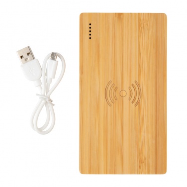 Logotrade firmakingi foto: Bambusest 4000 mAh juhtmevaba 5W akupank