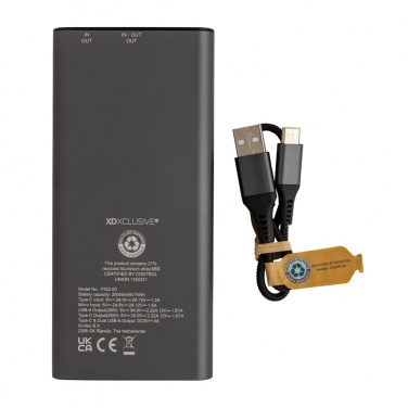 Logo trade reklaamtoote pilt: Terra RCS taaskasutatud 20 W alumiiniumist akupank 20 000 mAh
