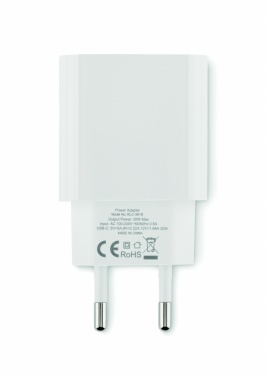 Logotrade reklaamkingitused pilt: 20W 2-pordiline USB-laadija EU pistik
