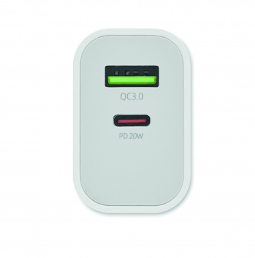 Logo trade firmakingituse pilt: 18W 2 pordiga USB laadija EU pistik
