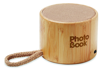 Logo trade reklaamkingitused foto: Ümmargune bambusest juhtmevaba kõlar