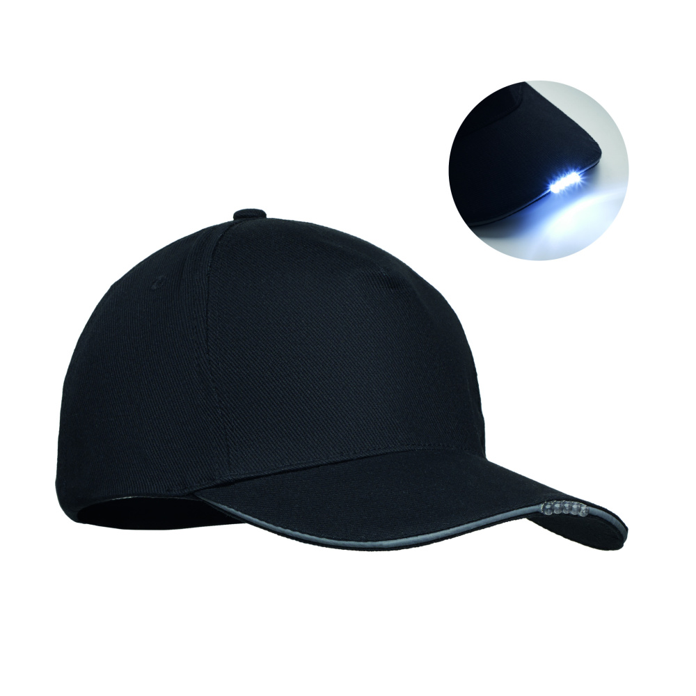 Logo trade ärikingituse pilt: LUZCAP 5 paneeliga LED puuvillane müts 220gr/m²