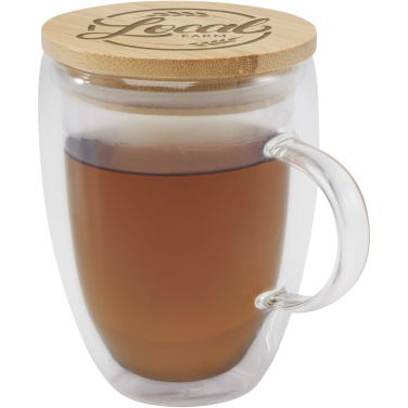 Logo trade firmakingi pilt: Leona 350 ml klaastass bambusest kaanega