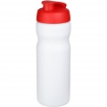Baseline® Plus 650 ml -urheilujuomapullo läppäkannella, Valkoinen/punainen