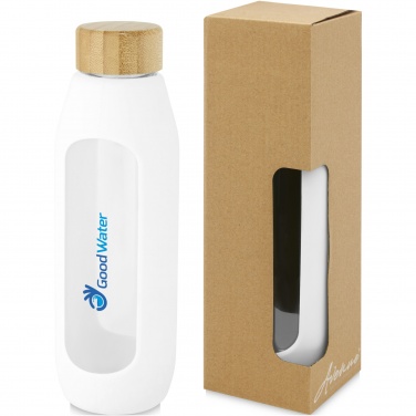 Logotrade mainostuote tuotekuva: Tidan 600 ml:n borosilikaattilasipullo silikonisuojalla