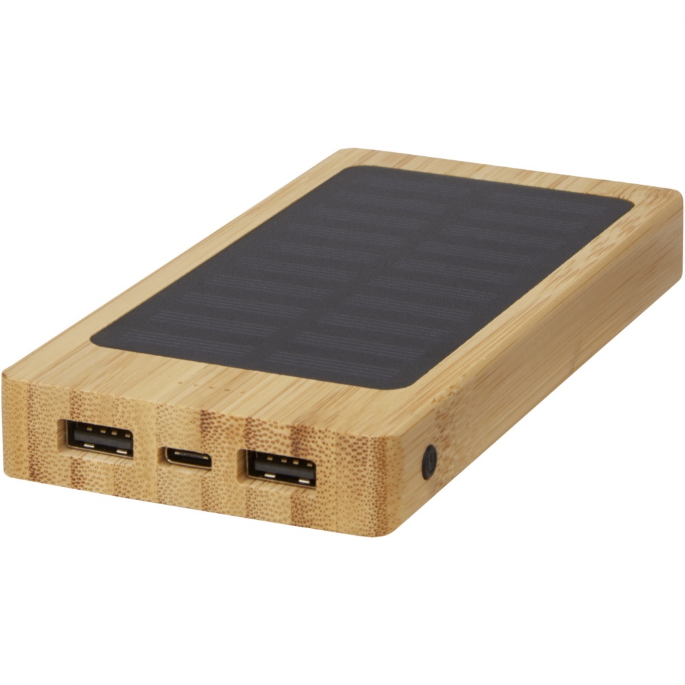 Logotrade mainoslahja tuotekuva: Alata aurinkokennoilla lataava 8000 mAh:n varavirtalähde bambusta