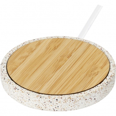 Logo trade liikelahja mainoslahja tuotekuva: Terrazzo 10 W:n langaton latausalusta bambusta