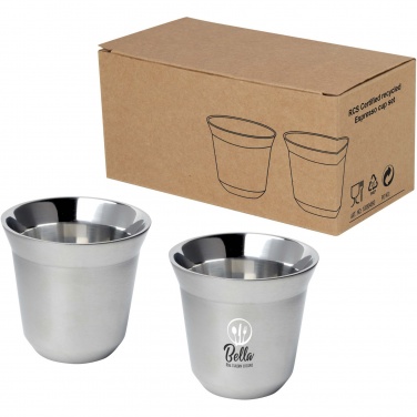 Logo trade mainostuote kuva: Duo 80 ml:n RCS-sertifioidusta ruostumattomasta teräksestä valmistettu espressomukisarja 