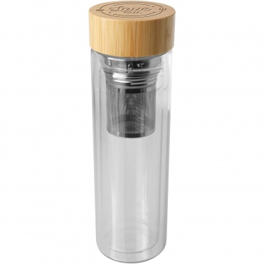 Logotrade liikelahja tuotekuva: Bailey 400 ml:n borosilikaattilasinen infuusiopullo bambukannella