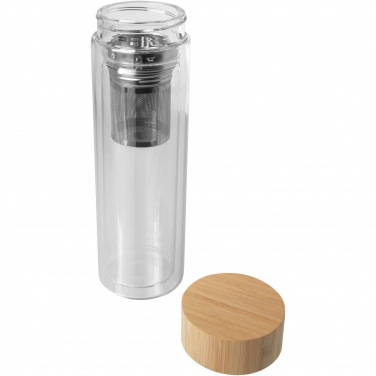 Logotrade mainoslahja tuotekuva: Bailey 400 ml:n borosilikaattilasinen infuusiopullo bambukannella