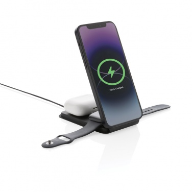 Logotrade liikelahjat kuva: Swiss Peak RCS rePU 15W 3-in-1 magneettinen langaton laturi