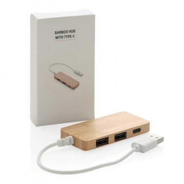 Logotrade mainostuotet kuva: Bambuinen USB tyypin C hub