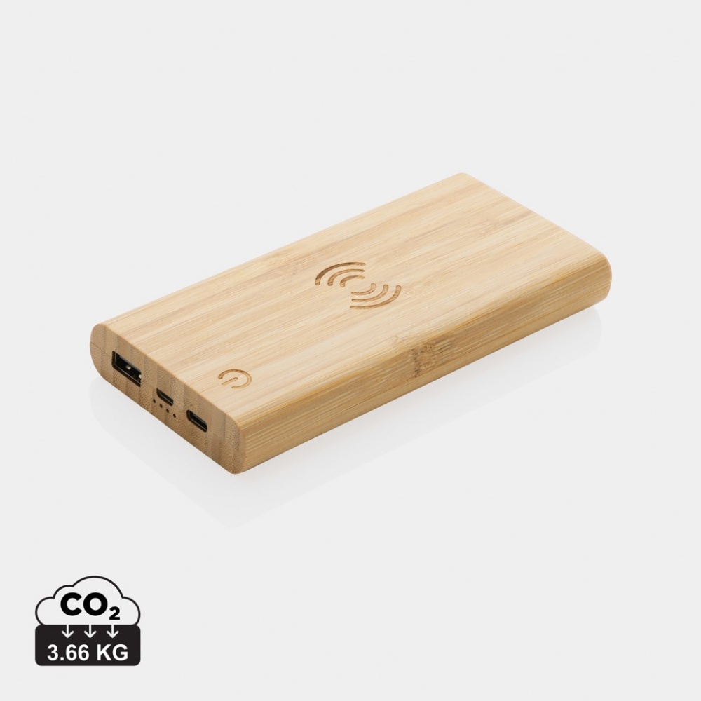 Logotrade mainostuote tuotekuva: 8000 mAh varavirtalähde bambusta