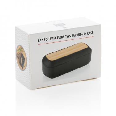 Logotrade liikelahjat kuva: Bambuiset free flow -kuulokkeet kotelossa