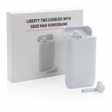 Logo trade liikelahjat tuotekuva: Liberty TWS nappikuulokkeet 5.000 mAh varavirtalähteellä