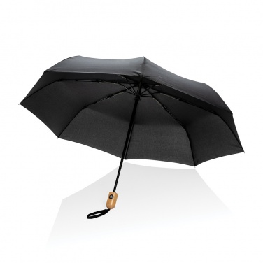 Logotrade mainoslahja tuotekuva: 21" Impact AWARE™ RPET 190T auto open/close bambusateenvarjo