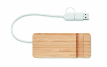 Logotrade mainoslahja ja liikelahja kuva: 4 portin USB-keskitin bambua