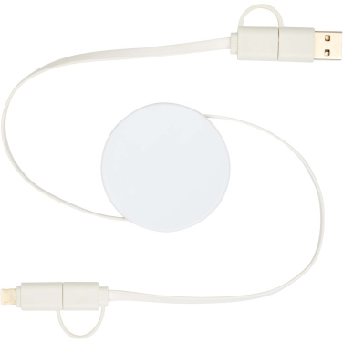 Logotrade liikelahjat kuva: Citala kierrätysmuovinen 40 W:n ja 90 cm:n sisäänvedettävä datasynkronoiva 5-in-1-pikalatauskaapeli