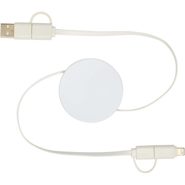 Logo trade mainoslahjat ja liikelahjat kuva: Citala kierrätysmuovinen 40 W:n ja 90 cm:n sisäänvedettävä datasynkronoiva 5-in-1-pikalatauskaapeli